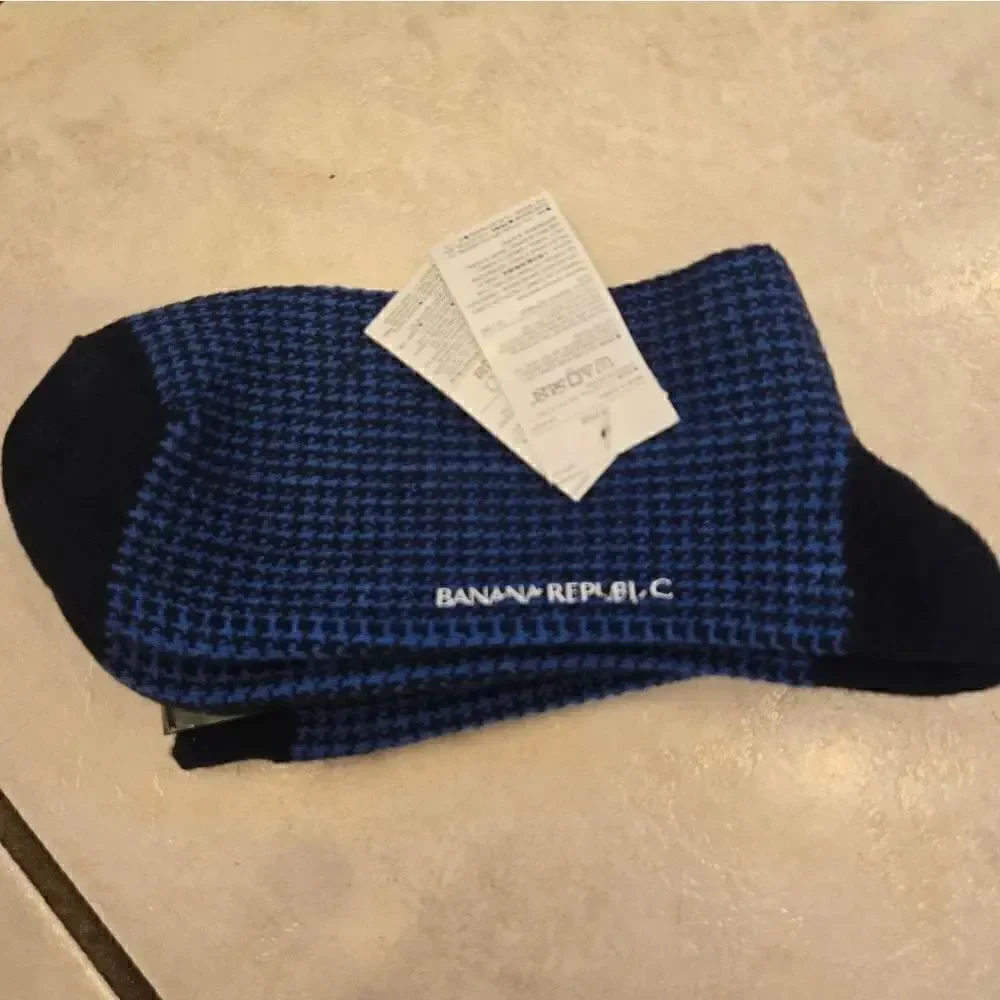 Banana Republic Houndstooth Trouser Sock Navy NWT